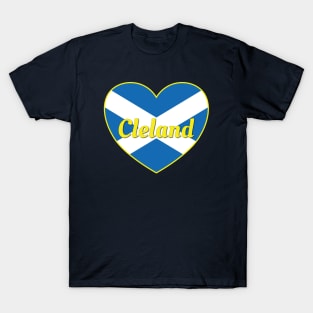 Cleland Scotland UK Scotland Flag Heart T-Shirt